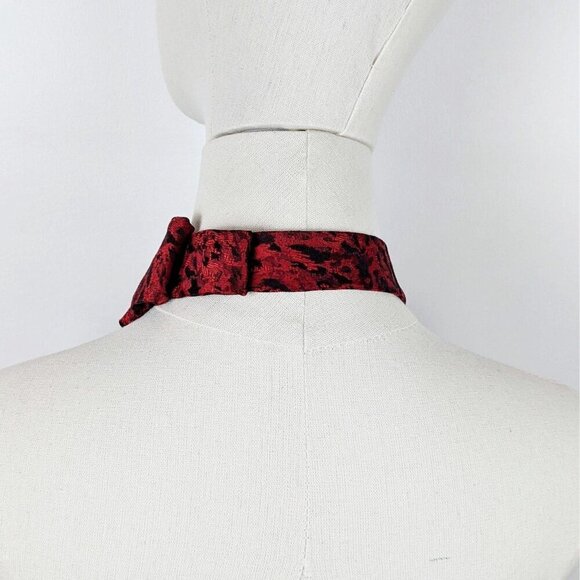 Black And Red Ascot Scarf - Tuxedo Tie - Formal Accessories - Vintage Chic - Picture 5 of 7